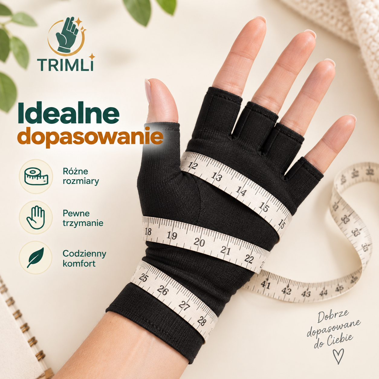 Dobór rozmiaru rękawiczek Trimli Comfort
