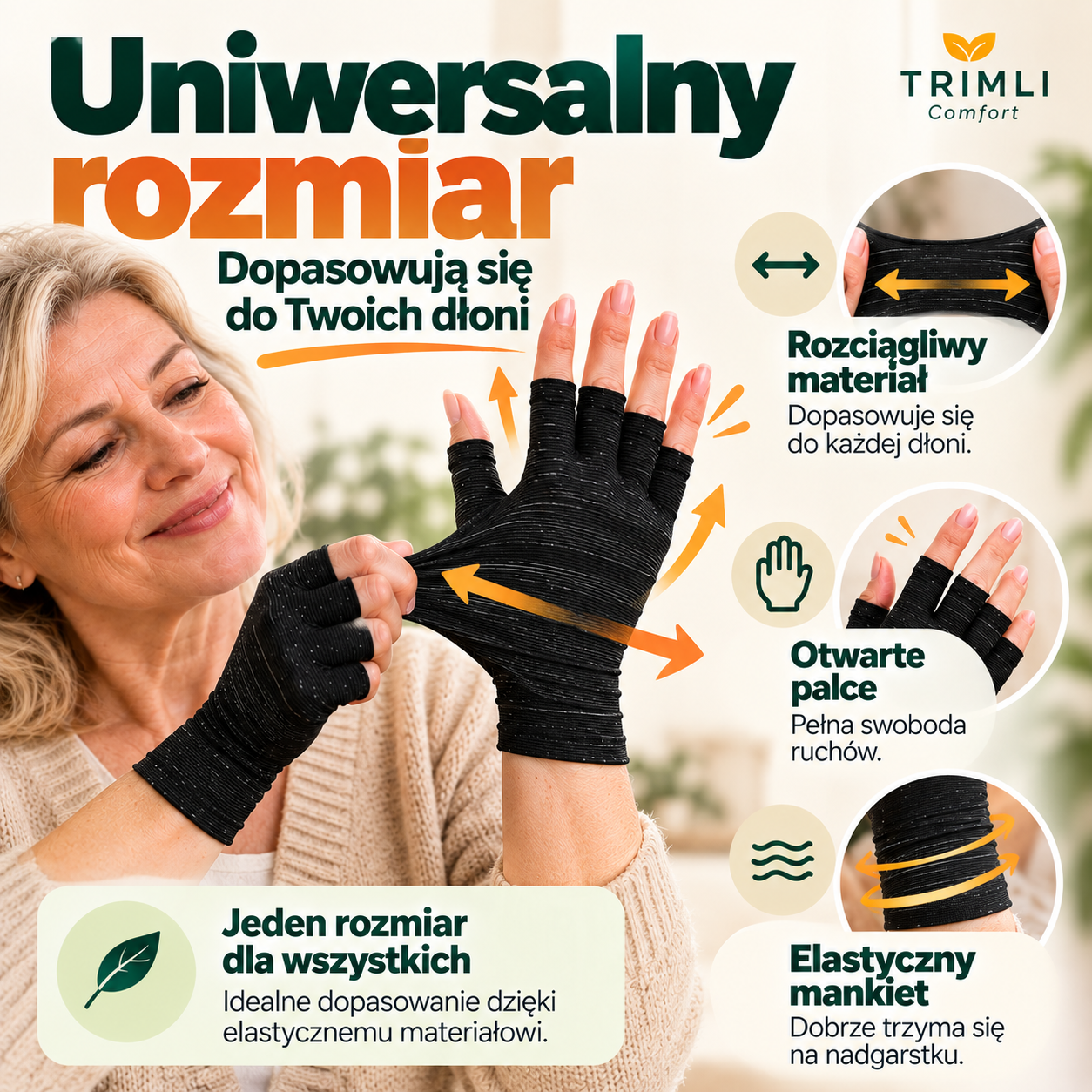 Uniwersalny rozmiar rękawiczek Trimli Comfort